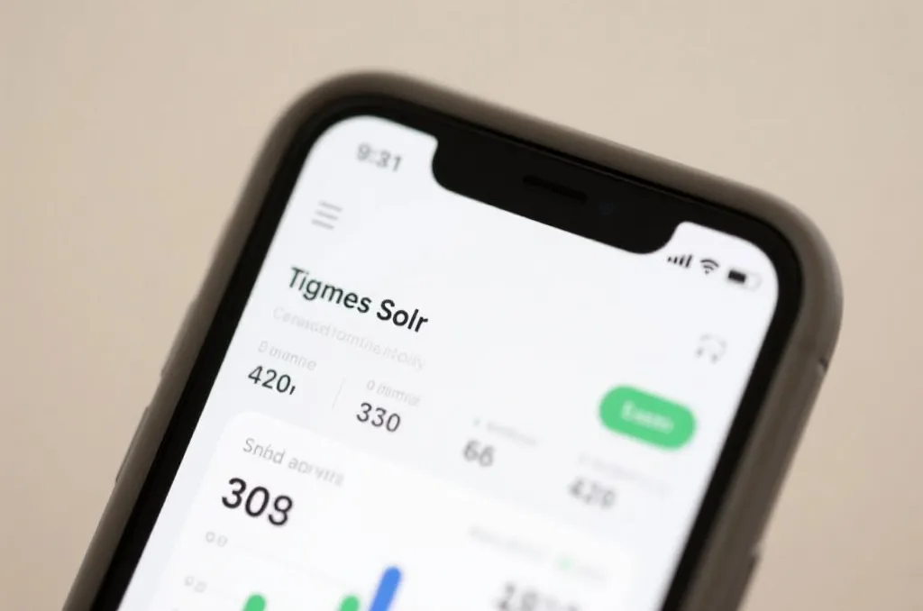A close-up of a smartphone displaying real-time sports statistics with smooth user interface, clean design, neutral background