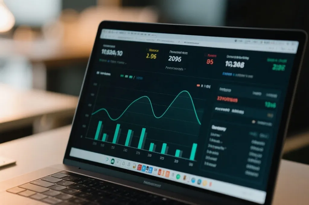电脑屏幕上显示的实时比赛攻防走势图和多维度统计数据